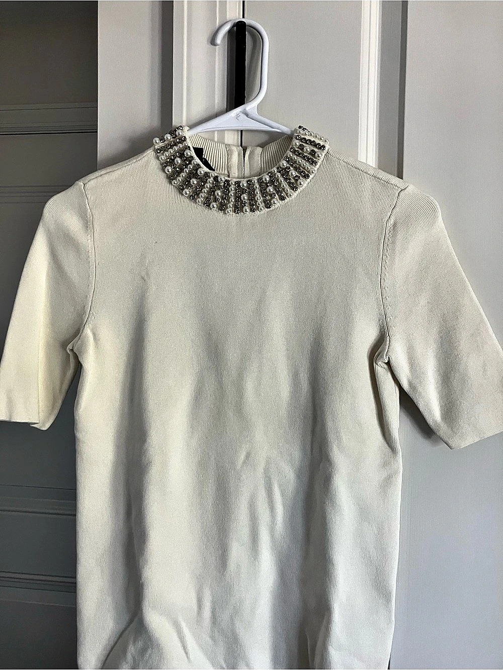 Talbots Pearl & Rhinestone Embellished Sweater Short Sleeve Sweater (nwt)